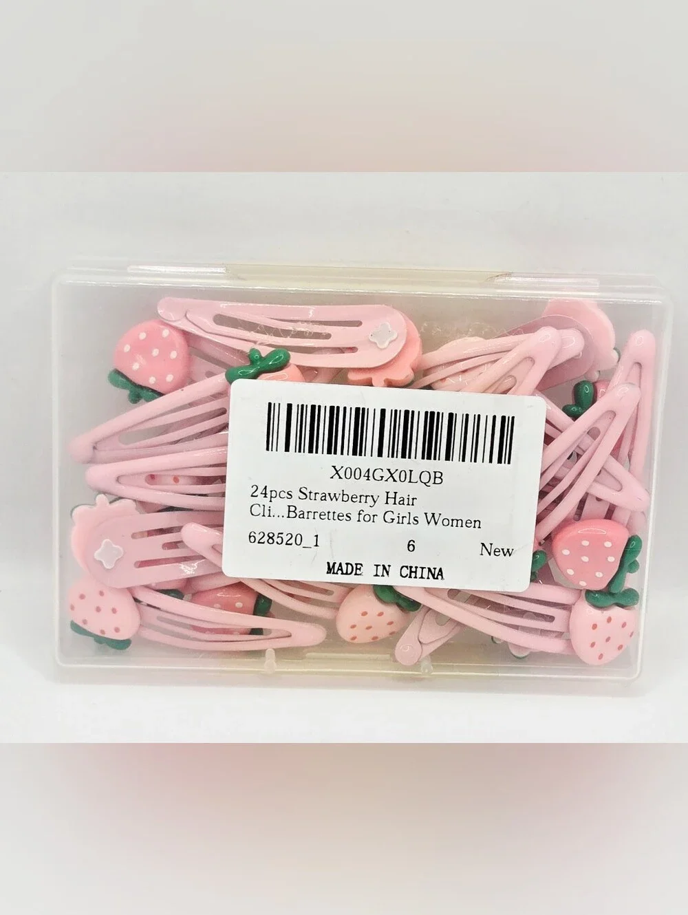 24 Pcs Strawberry Snap Hair Clips Pink Barrettes for Girls Kids New